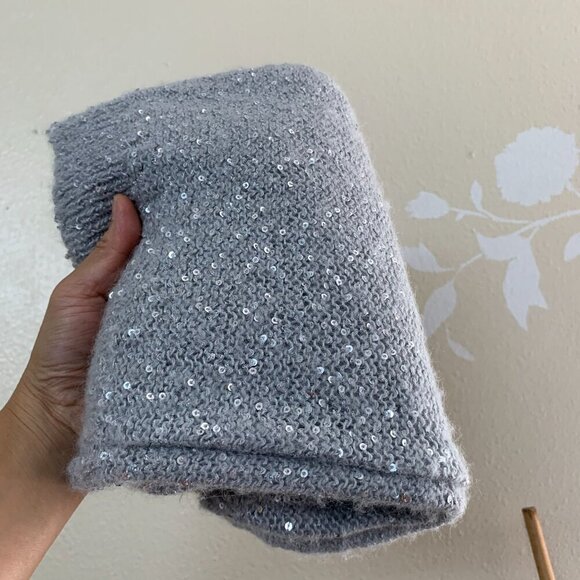 ATM Womens Sequin Crew Neck Knit Sweater Vest SMALL Gray Fog Alpaca Wool Blend - Picture 10 of 10